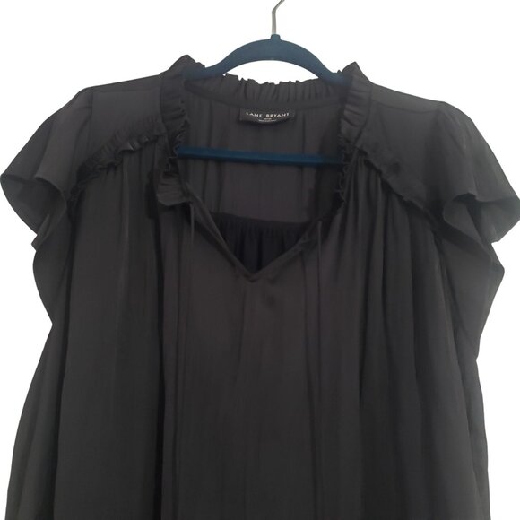 Lane Bryant Black Ruffle Sleeve‎ Blouse Size 18/20 Romantic Feminine Delicate - Picture 3 of 5
